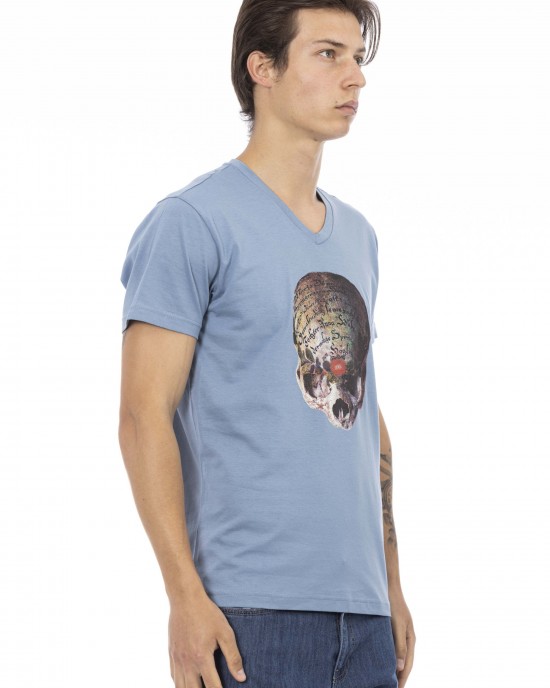 Short Sleeve T-shirt With V-neck. Front Print.