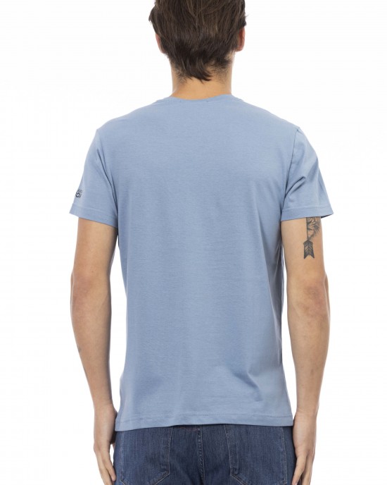 Short Sleeve T-shirt With V-neck. Front Print.