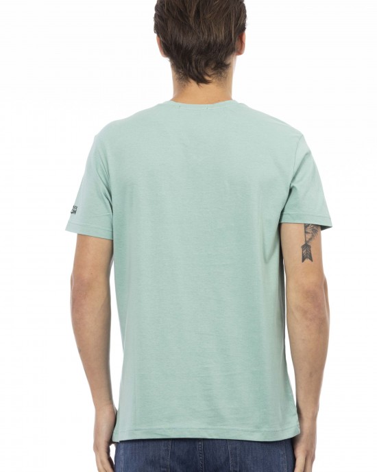 Short Sleeve T-shirt With V-neck. Front Print.