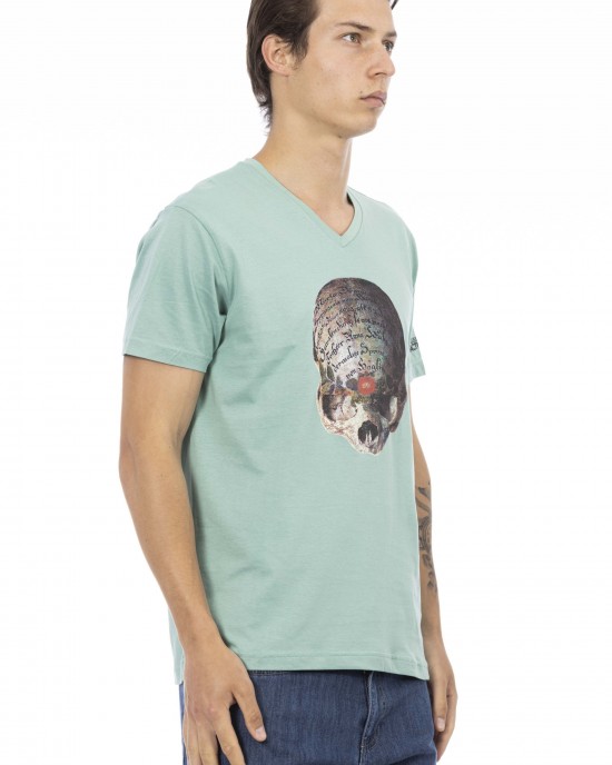 Short Sleeve T-shirt With V-neck. Front Print.