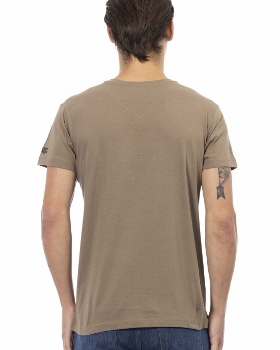 Short Sleeve T-shirt With V-neck. Front Print.