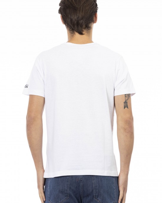 Short Sleeve T-shirt With V-neck. Front Print.