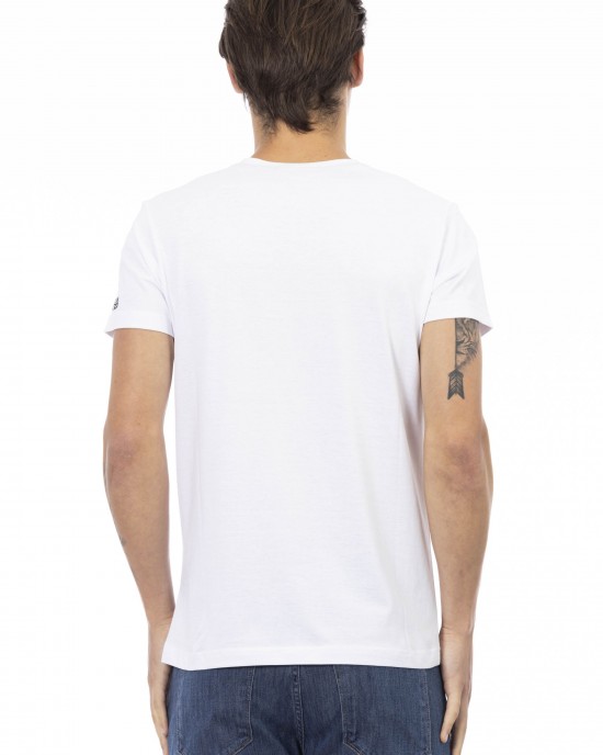 Short Sleeve T-shirt With V-neck. Front Print.