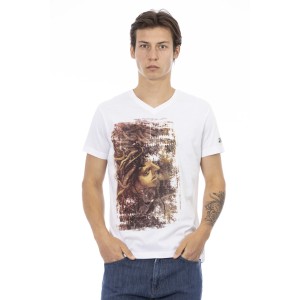 Short Sleeve T-shirt With V-neck. Front Print.