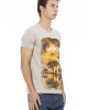 Short Sleeve T-shirt With V-neck. Front Print.