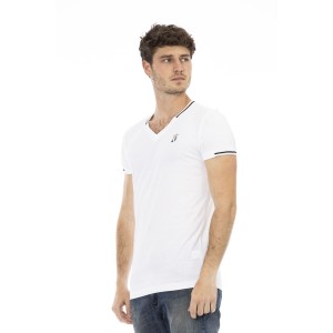 Short Sleeve T-shirt With V-neck. Print On The Chest.