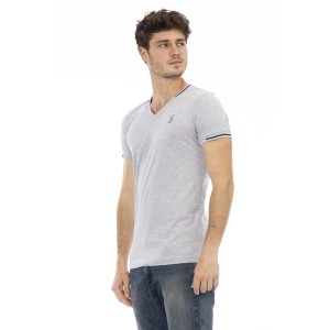 Short Sleeve T-shirt With V-neck. Print On The Chest.