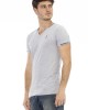 Short Sleeve T-shirt With V-neck. Print On The Chest.