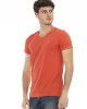 Short Sleeve T-shirt With V-neck. Print On The Chest.