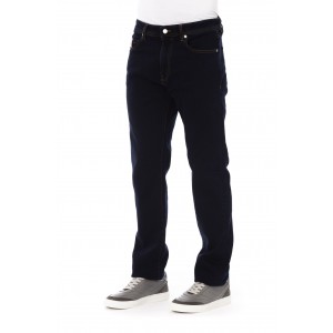 Regular Man Jeans With Logo Button. Front Pockets With Tricolor Insert. Rear Pockets. Label With Logo. Contrast Stitching.