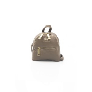 Leather Bag With Adjustable Shoulder Strap. Zip Closure. Front Pocket. Rear Key Holder Hook. Logoed Lining. Front Logo. 18*18*6 Cm.