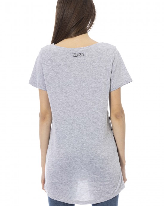 Short Sleeve T-shirt With Round Neck. Front Print.