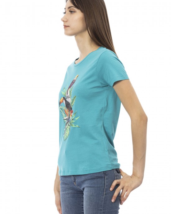 Short Sleeve T-shirt With Round Neck. Front Print.