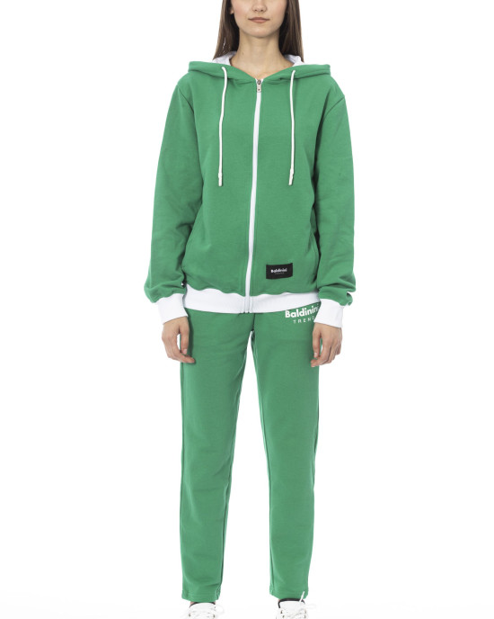 Double Color Fleece Tracksuit With Adjustable Hood. Front And Rear Logo.