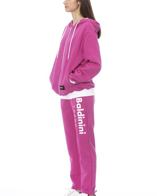 Double Color Fleece Tracksuit With Adjustable Hood. Front And Rear Logo.