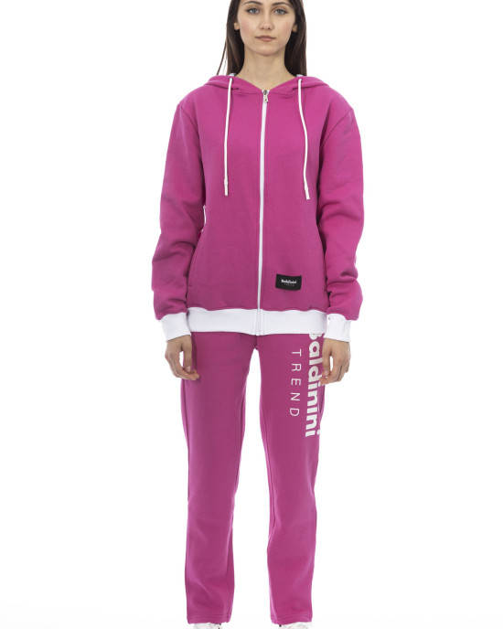 Double Color Fleece Tracksuit With Adjustable Hood. Front And Rear Logo.