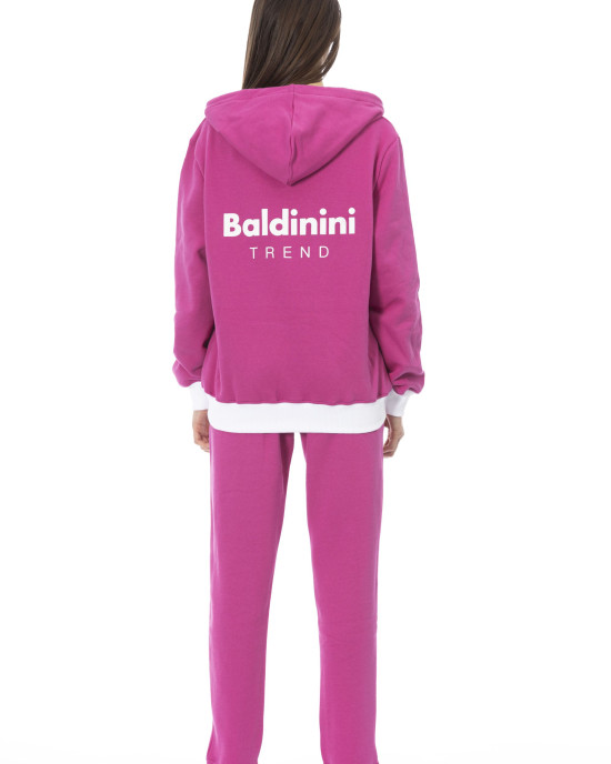 Double Color Fleece Tracksuit With Adjustable Hood. Front And Rear Logo.