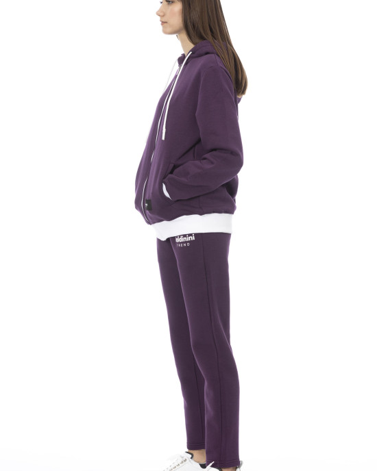 Double Color Fleece Tracksuit With Adjustable Hood. Front And Rear Logo.