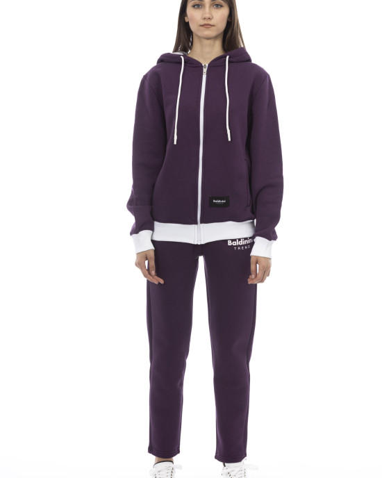 Double Color Fleece Tracksuit With Adjustable Hood. Front And Rear Logo.