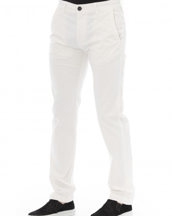 Chino Trousers. Solid Color Fabric. Front Zipper And Button Closure. Side Pockets. Back Welt Pockets.