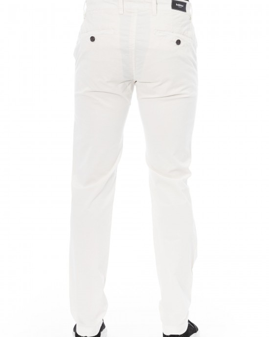 Chino Trousers. Solid Color Fabric. Front Zipper And Button Closure. Side Pockets. Back Welt Pockets.