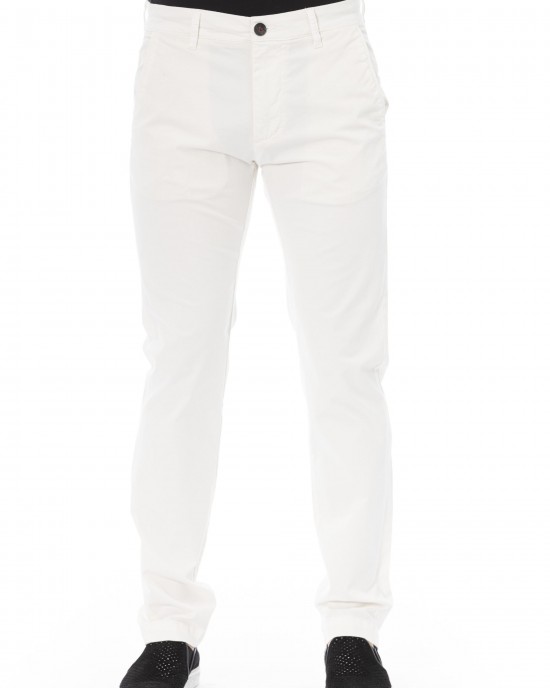 Chino Trousers. Solid Color Fabric. Front Zipper And Button Closure. Side Pockets. Back Welt Pockets.