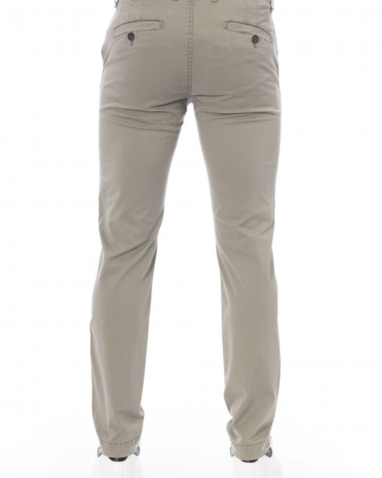 Chino Trousers. Solid Color Fabric. Front Zipper And Button Closure. Side Pockets. Back Welt Pockets.