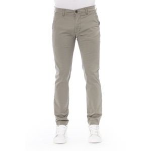 Chino Trousers. Solid Color Fabric. Front Zipper And Button Closure. Side Pockets. Back Welt Pockets.