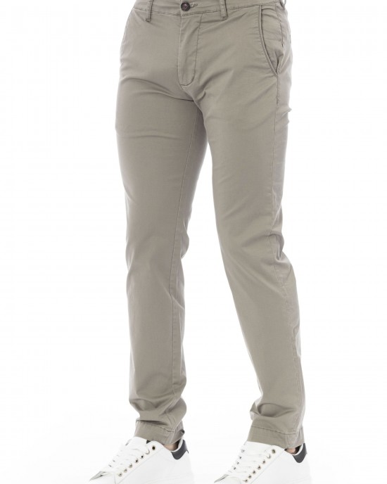 Chino Trousers. Solid Color Fabric. Front Zipper And Button Closure. Side Pockets. Back Welt Pockets.