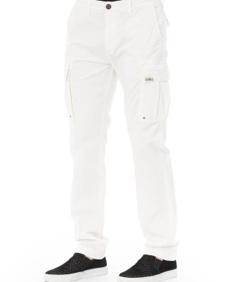 Cargo Trousers. Solid Color Fabric. Front Zipper And Button Closure. Four Side Pockets. Back Welt Pockets.