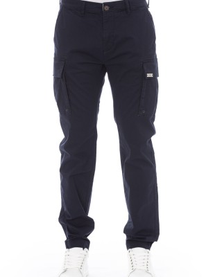 Cargo Trousers. Solid Color Fabric. Front Zipper And Button Closure. Four Side Pockets. Back Welt Pockets.