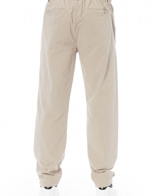 Chino Trousers. Front Zipper And Button Closure. Side Pockets. Back Welt Pockets.