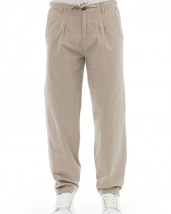 Chino Trousers. Front Zipper And Button Closure. Side Pockets. Back Welt Pockets.