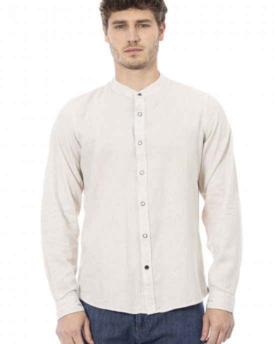 Regular Fit Shirt. Mandarin Collar. Front Closure With Buttons. Closure With Buttons On The Cuffs.