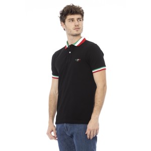 Polo Shirt. Embroidery In Front. Short Sleeve. Tricolor Collar And Sleeves.