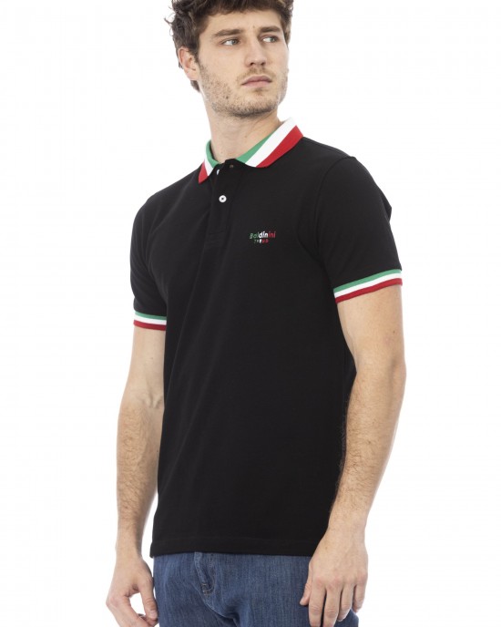 Polo Shirt. Embroidery In Front. Short Sleeve. Tricolor Collar And Sleeves.