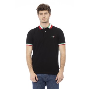 Polo Shirt. Embroidery In Front. Short Sleeve. Tricolor Collar And Sleeves.