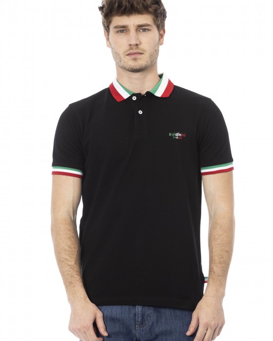 Polo Shirt. Embroidery In Front. Short Sleeve. Tricolor Collar And Sleeves.