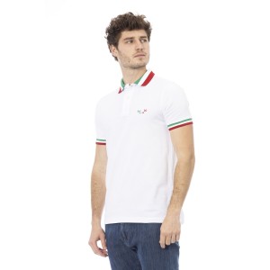 Polo Shirt. Embroidery In Front. Short Sleeve. Tricolor Collar And Sleeves.