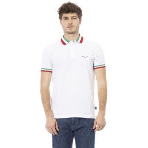 Polo Shirt. Embroidery In Front. Short Sleeve. Tricolor Collar And Sleeves.