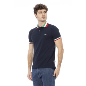 Polo Shirt. Embroidery In Front. Short Sleeve. Tricolor Collar And Sleeves.