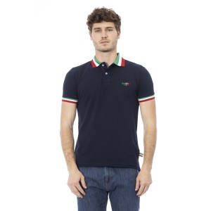 Polo Shirt. Embroidery In Front. Short Sleeve. Tricolor Collar And Sleeves.