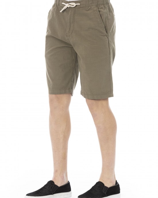 Bermuda Shorts. Solid Color Fabric. Closure With Drawstring. Side Pockets. Back Welt Pockets.