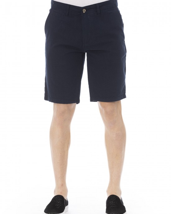 Bermuda Shorts. Solid Color Fabric. Front Zipper And Button Closure. Side Pockets. Back Welt Pockets.