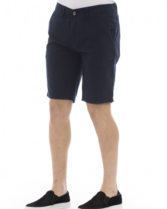 Bermuda Shorts. Solid Color Fabric. Front Zipper And Button Closure. Side Pockets. Back Welt Pockets.