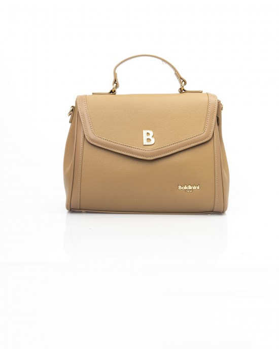 Shoulder Bag. Flap Closure. Internal Compartments. Golden Details. Front Logo. 32*25*12 Cm.