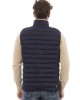 Men's Vest. Horizontally Quilted. Contrast Chest Patch. Bottom With Matching Elastic. Light Padding (approximately 100g).