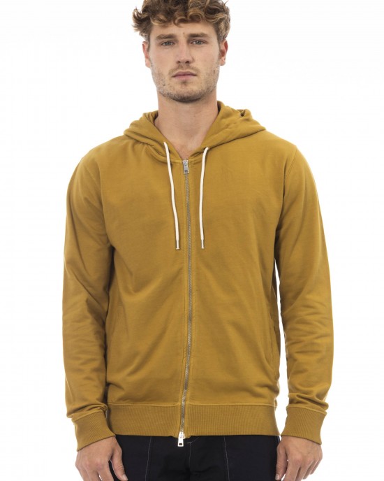 Sweatshirt With Hood And Drawstring. Zip Closure. Side Pockets. Fine Ribbed Cuffs And Bottom.