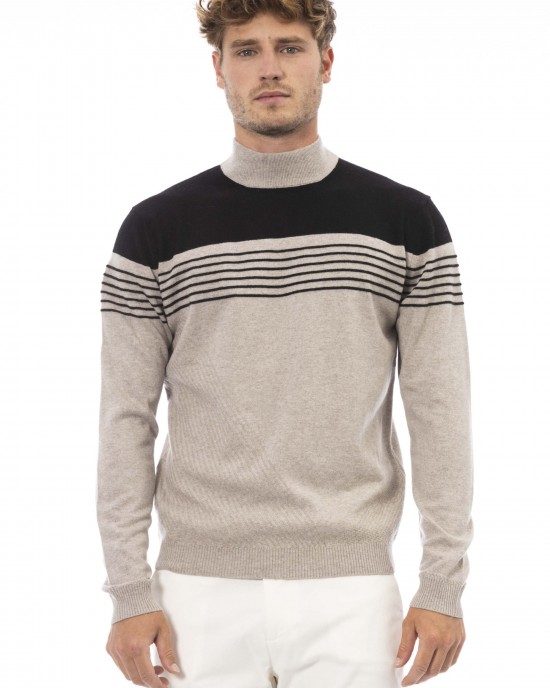 Mock Neck Sweater. Long Sleeves. Fine Rib Collar. Cuffs And Bottom Hem. Regular Fit.