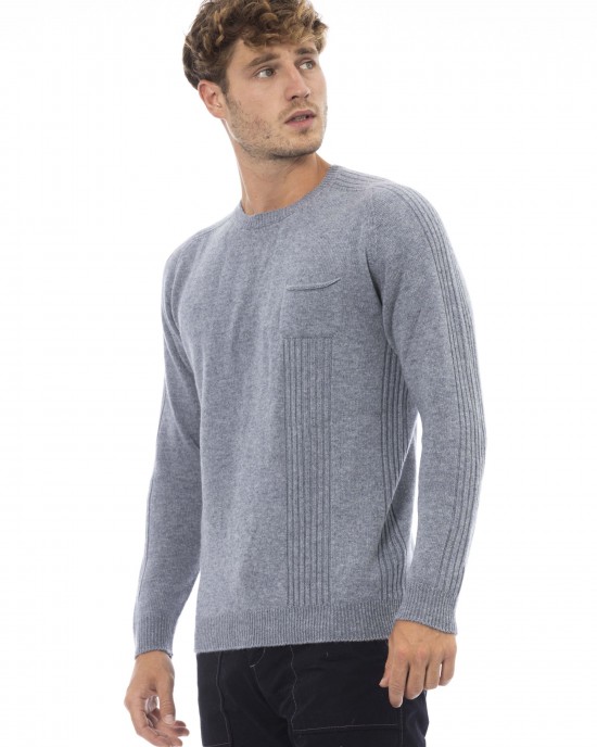 Crewneck Sweater. Long Sleeves. Fine Rib Collar. Cuffs And Bottom Hem. Front Pocket.